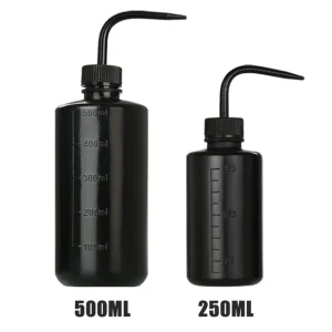 Duo Pack 250ml + 500ml Black Rinse Bottle Dispenser Squeeze Bottle Tattoo Squeeze Bottle for Green Soap, Water or Disinfectant
