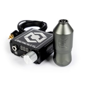 Complete Tattoo Machine Set Equaliser Drop Pen Grey 3.5 + Nemesis Power Supply