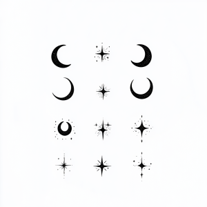 Stick & Poke Flash Sheets (10er-Pack) - Sterne & Halbmonde 50+ Handpoke-Designs