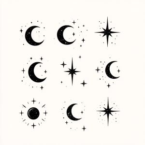 Alternative view of Stick & Poke Flash Sheets (10er-Pack) - Sterne & Halbmonde 50+ Handpoke-Designs