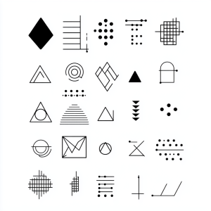 Stick  Poke Flash Sheets (10er-Pack) - Geometrische Formen 100+ Handpoke Designs