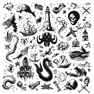 Alternative view of Stick  Poke Flash Sheets (10er-Pack) - Mythische Meereskreaturen  Legenden: Über 100 Handpoke-Designs