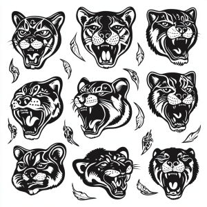 Stick  Poke Flash Sheets (10er-Pack) - Panther, Tiger  wilde Tiere: 100+ Handpoke-Designs