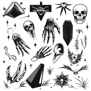 Alternative view of Stick & Poke Flash Sheets (10er-Pack) - Totenköpfe, Sensenmann & Gotische Symbole: 100+ Handpoke-Designs