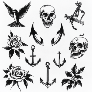 Alternative view of Stick & Poke Flash Sheets (10er-Pack) - Schwalben, Rosen & Dolche: Über 100 Handpoke-Designs