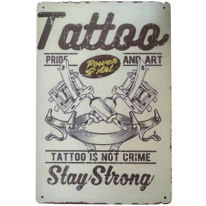 Vintage Retro Stijl Tinnen Bord 20x30cm - Tattoo Studio Inrichting - Skulls & Diamond