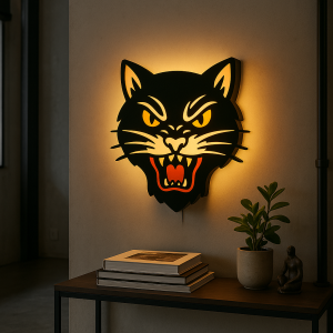 Tattoo Lightbox Schwarze Katze – LED Wandleuchte – Old School Tattoo Dekor – Einzigartiges Geschenk für Tattoo-Künstler oder Fan
