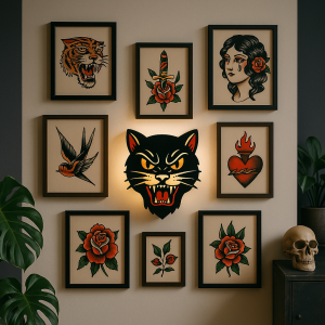 Alternative view of Tattoo Lightbox Schwarze Katze – LED Wandleuchte – Old School Tattoo Dekor – Einzigartiges Geschenk für Tattoo-Künstler oder Fan