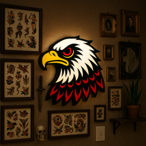 Tattoo Eagle Lightbox – LED Wall Art Lamp voor Studio, Thuis & Cadeau