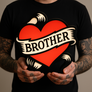 Tattoo Lightbox Heart Brother – LED Wandlamp Cadeau voor Broer, Studio of Slaapkamer