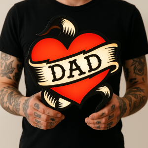 Tattoo Lightbox DAD Heart – LED Wandlamp Cadeau voor Tattoo Liefhebber of Vader