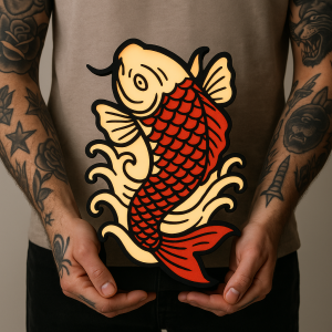 Tattoo Lightbox Japanse Vis – LED Lamp & Wanddecoratie – Origineel Cadeau voor Tattoo Liefhebbers